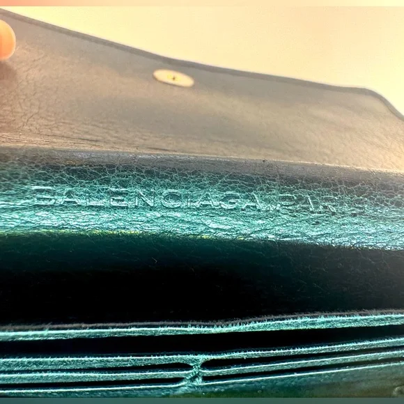 Balenciaga Giant Continental Wallet Black Lambskin Gold Hardware Authentic - Picture 10 of 15